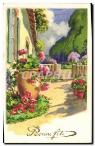 Old Postcard Bonne Fete Flowers