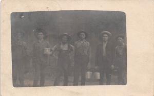 D3/ Bridgeport Ohio Postcard Real Photo RPPC 1907 Work Crew Occupational Lunch 2