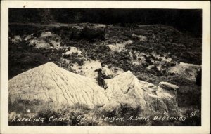 Badlands ND Kneeling Camel Cedar Canyon Rock Formation Real Photo Postcard