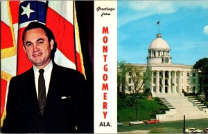 Alabama Governor George C Wallace, Capitol Montgomery AL Vintage Postcard J79