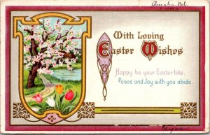 With Loving Easter Wishes Landscape Scene 1913