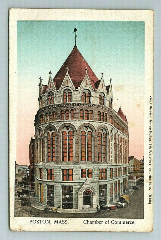 1900s Chamber of Commerce Reflective Metallic Windows Building Boston Postcard