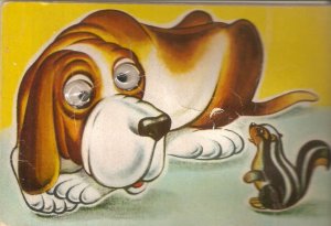 Animals. The dog and the squirrel  Vintage Dutch PC with moving glass eyes