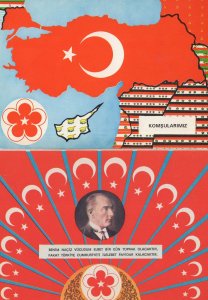 Turkey Map Political 2x Postcard s