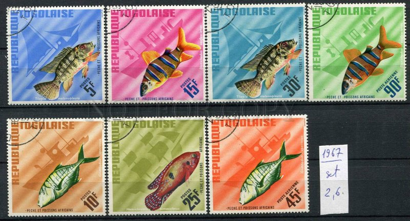 266183 TOGO 1967 year used stamps set FISHES