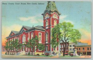 New Castle Indiana~Henry County Courthouse~1940s Linen Postcard