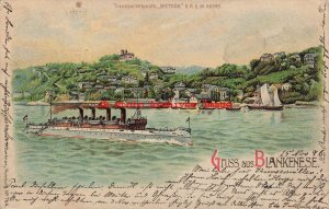 Gruss aus Blankenese Germany, Meteor Hold to Light, Steamer