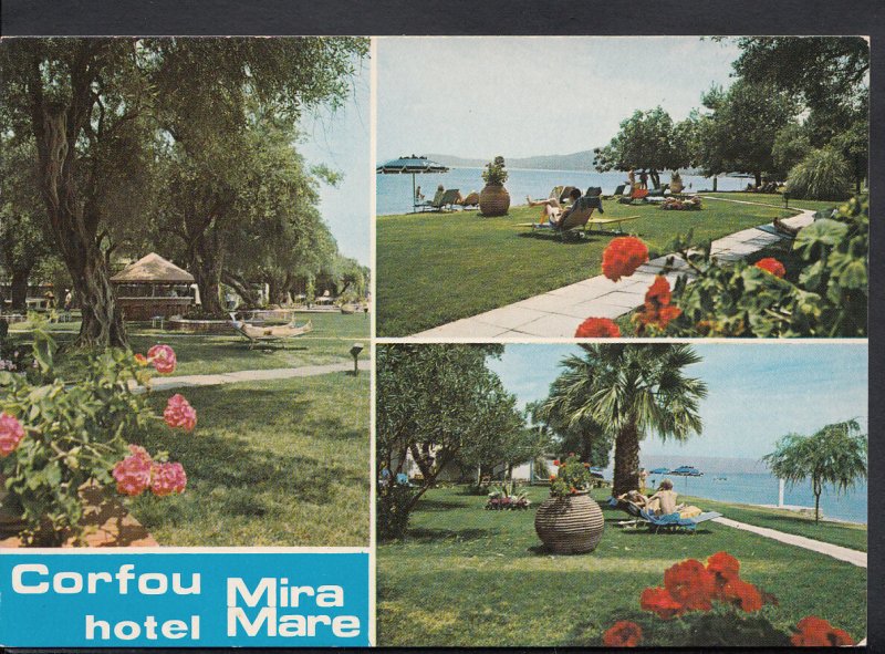 Greece Postcard - Corfu - Views of The Mira Mare Hotel  B2673