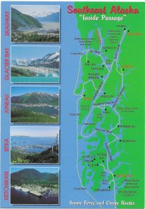 Southeast Alaska Inside Passage Map Ferry & Cruise Routes 4 by 6