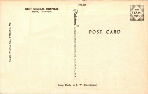 Vtg Kent General Hospital Dover Delaware DE Unused Chrome Postcard