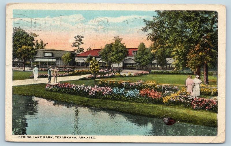 Postcard AR TX Texarkana Spring Lake Park 1917 View N12