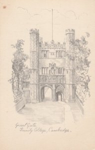 CAMBRIDGE, GREAT GATE, TRINITY COLLEGE - Vintage POSTCARD (Drawing)