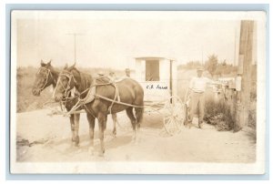 c1910 C. J. Faris RFD Rural Mail Delivery Horse Wagon RPPC Photo Postcard