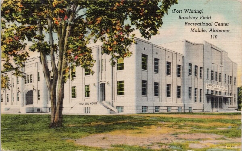 Mobile Alabama Brookley Field Recreation Center Fort Whiting Linen Postcard H25 