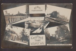 Waupun WISCONSIN RPPC 1912 PRISON 5 Views Collage PENITENTIARY Greetings From KB
