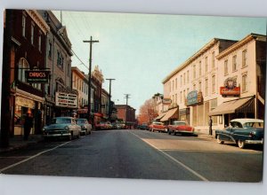 c1960 Main Business Section Street View Waldon New York NY Drug Store Postcard
