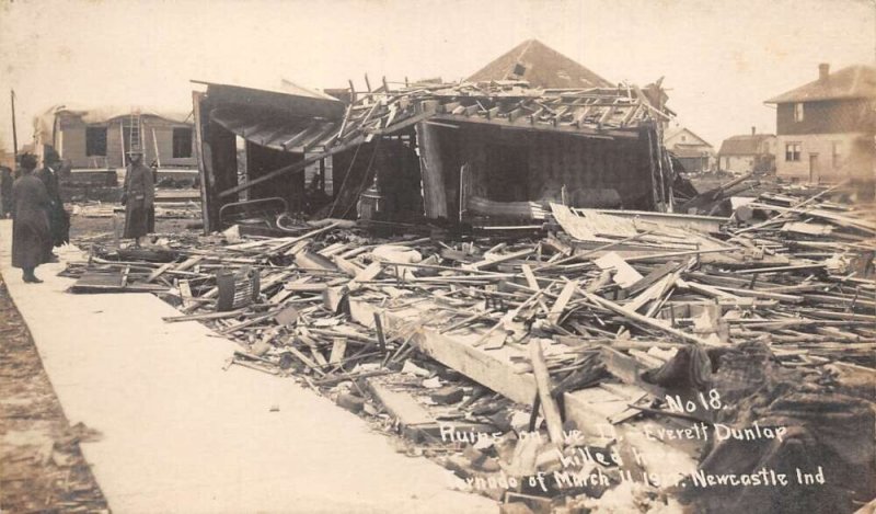 New Castle Indiana Tornado Disaster Dunlop Home Ruins Real Photo PC AA106188