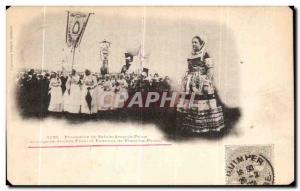 Old Postcard St. Anne's Procession palue Group Girls and Women of Plonevez Po...