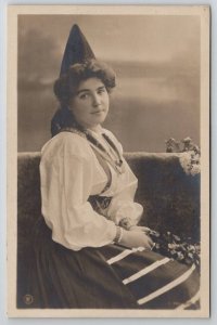 RPPC Lovely Woman In Traditional Costume Real Photo Postcard P26