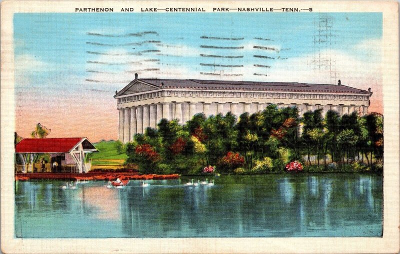 Parthenon and Lake Centennial Park Nashville TN Postcard PC164