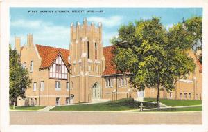 First Baptist Church Beloit Wisconsin 1930s postcard