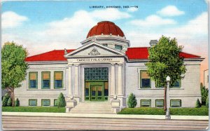 1940s Carnegie Public Library Kokomo IN Howard County Postcard