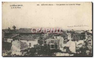 Old Postcard Souain General view of the ruins of the village Militaria