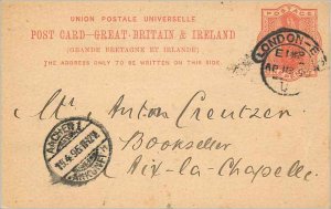 Entier Postal Stationery Postal Great Britain Great Britain 1896 London to Aa...