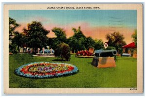 1942 Scenic View George Greene Square Cedar Rapids Iowa Vintage Antique Postcard