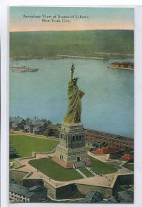 Statue Liberty Aerial View New York City NYC NY 1920s postcard