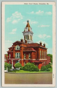 Columbia Kentucky~Adair Courthouse~1940s Linen Postcard