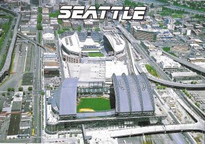 Aerial View of Safeco Field and Seahawks Stadium Seattle Washington 4 by 6