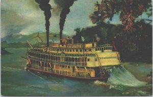 USA An Old Fashioned Mississippi River Sternwheeler Louisiana Postcard 02.74