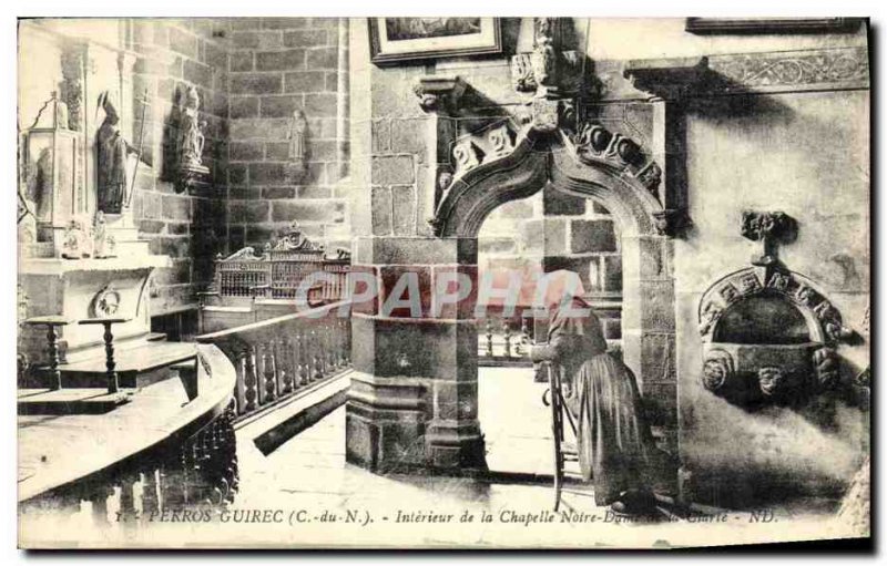 Old Postcard Perros Guirec Chapel Interior Our Lady Of Clarity Folklore