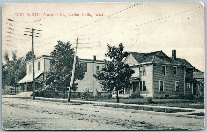 CEDAR FALLS IA 2107 & 2111 WALNUT STREET ANTIQUE POSTCARD