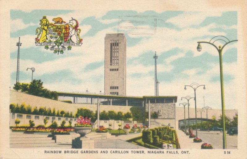 Niagara Falls Ontario Canada Rainbow Bridge Gardens and Carillon Tower - pm 1949