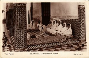 PC CPA MOROCCO, FLANDRIN 86, LE THE CHEZ, VINTAGE REAL PHOTO POSTCARD (b12127)