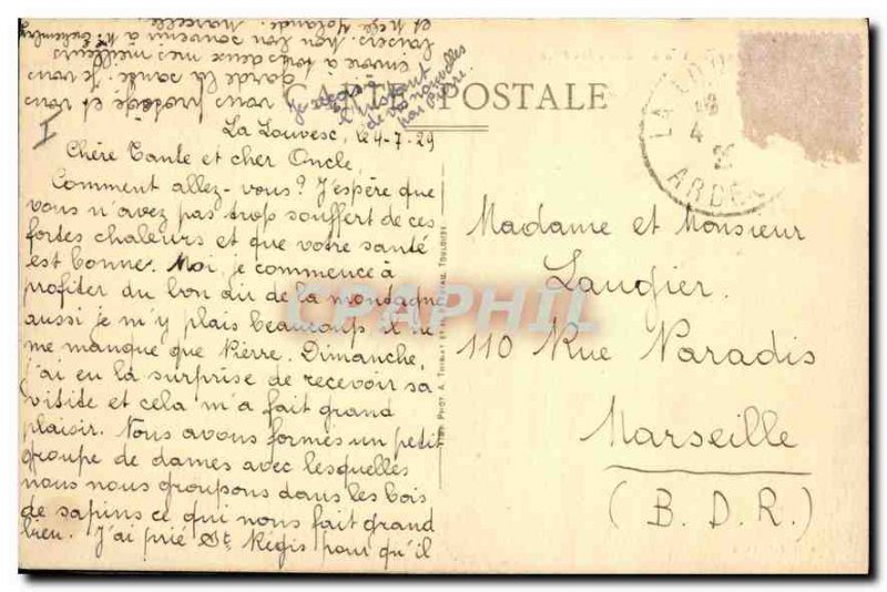 Postcard Old Louvesc view through the pines