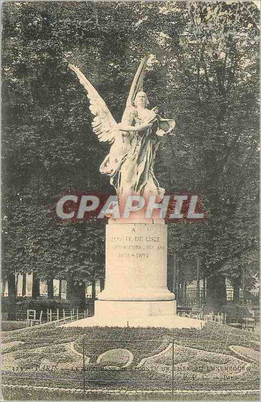 Postcard Old Paris Jardin du Luxembourg List Leconte Statue