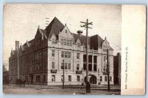 Peoria Illinois IL Postcard Cottage Hospital Building Exterior View 1909 Antique