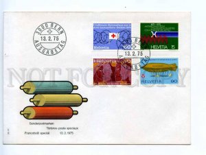 416923 Switzerland 1975 year FDC special stamps set FDC Red Cross airship