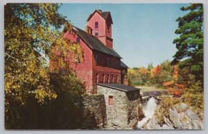 Old Mill @ Jericho VT~Rugged Symbol Of Past~Red Barn~Waterfall~Autumn Scene~Vtg