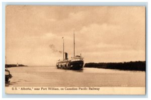 c1940's Steamship Alberta Near Fort William, Canadian Pacific Railway Postcard