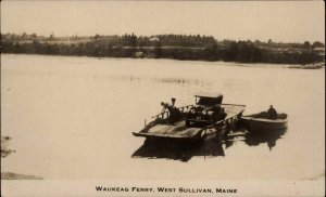 West Sullivan Maine ME Waukeag Ferry Ship Early Car Vintage Real Photo PC