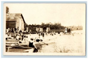 c1910's Big Lake Resort Columbia City IN, Swimming Diving RPPC Photo Postcard 