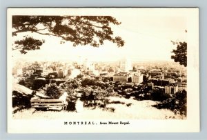 RPPC Montreal QC-Quebec Canada, View From Mount Royal Real Photo Postcard