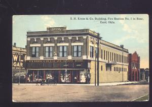 ENID OKLAHOMA S.H. KRESS STORE DOWNTOWN FIRE STATION VINTAGE POSTCARD OKLA.