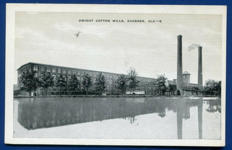 Gadsden Alabama al Dwight Cotton Mills old postcard