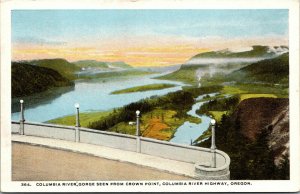 Vtg 1920s Columbia River Gorge seen from Crown Point Highway Oregon OR Postcard