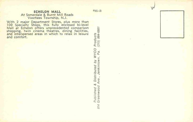 Echelon Mall Shopping Center Interior Voorhees Township New Jersey postcard